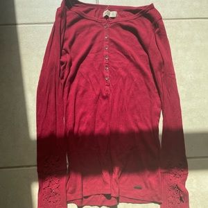 Hollister red shirt long sleeves size large for women